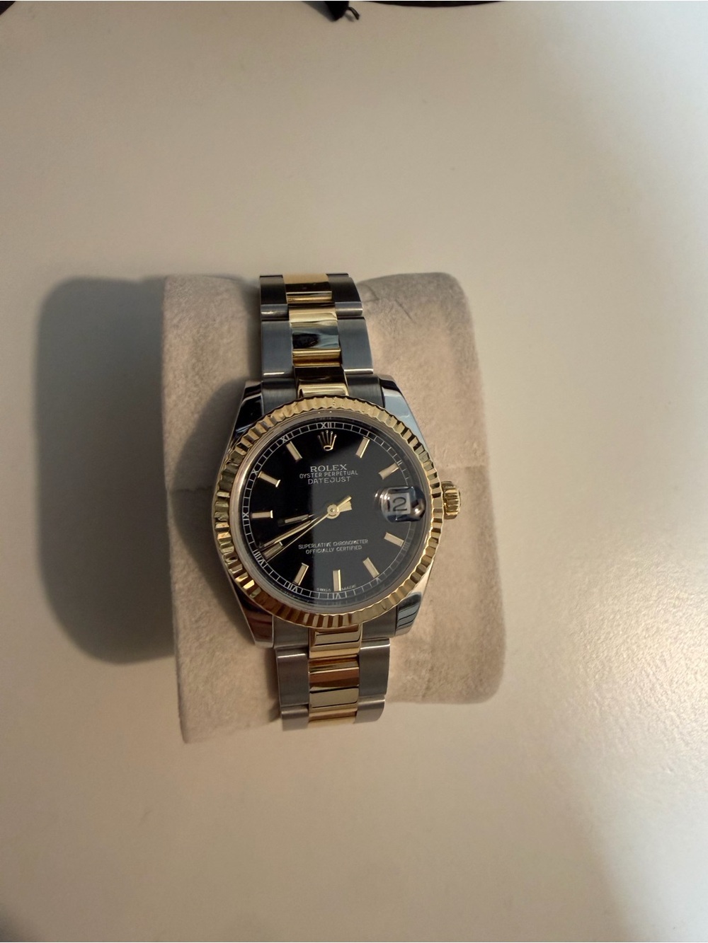 Rolex Two-Tone Gold and Silver Black-Dial Men's Watch
